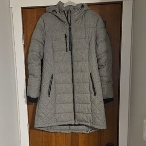 Guess Women's Light Gray Puffer Coat
